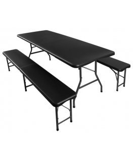 Gardlov Sulankstomas sodo stalas 180 cm + 2 suolai - juodi