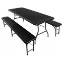 Gardlov Folding garden table 180 cm + 2 benches - black