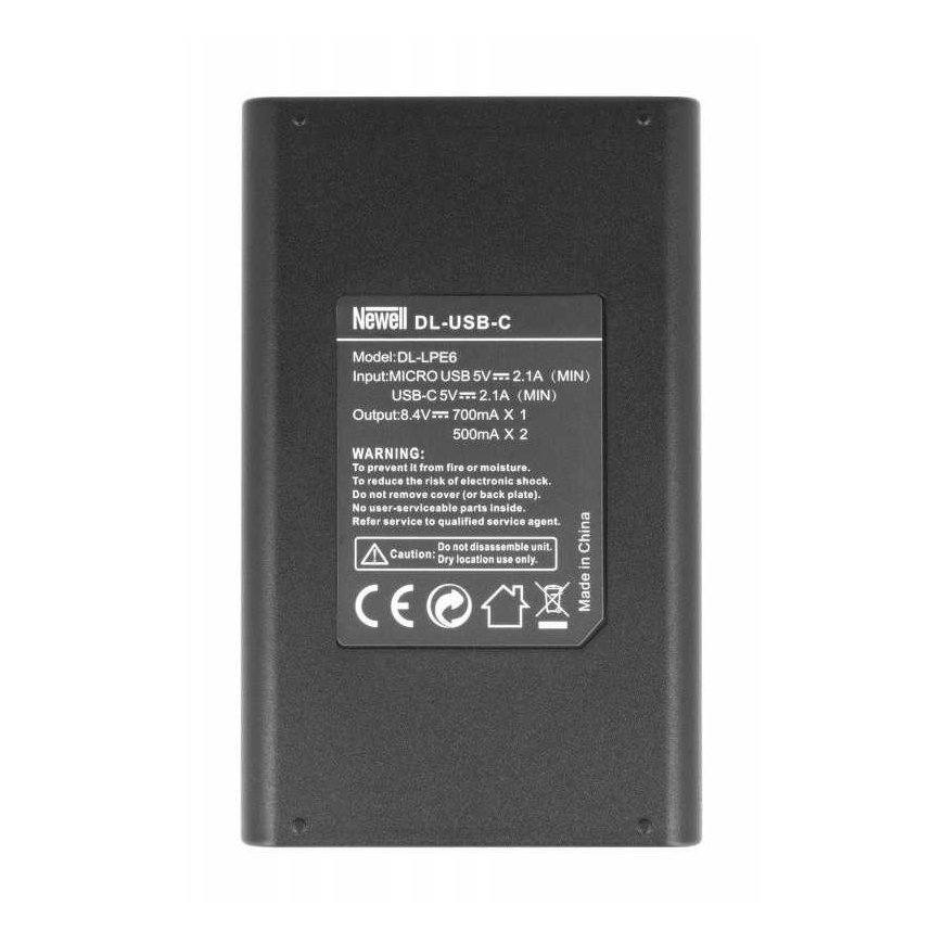 Dviejų kanalų įkroviklis ir LP-E6 baterijos komplektas Newell DL-USB-C skirtas Canon – 4