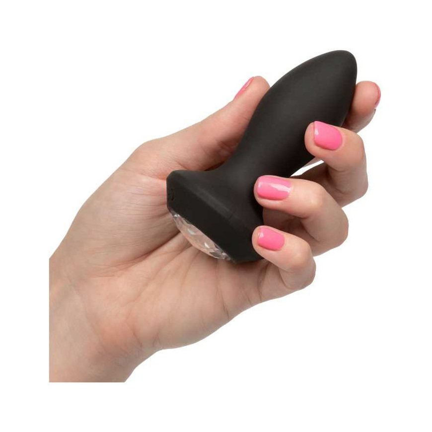 Calexotics black vibrujący korek anal zatyczka with diamond – 4