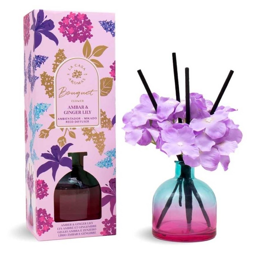 La Casa de los Aromas Flower Bouquet Amber & Ginger Lily kvapiosios lazdelės 170ml