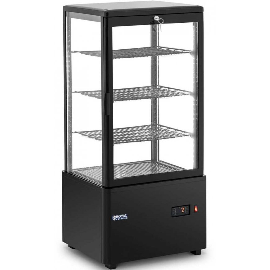 Šaldytuvas Royal Catering Šaldytuvo vitrina, stiklinė, 4 lygių, 78 l - juoda