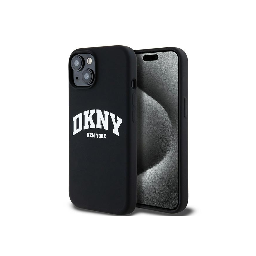 Case DKNY DKHMP14SSNYACH iPhone 14 / 15 / 13 6.1" black/black hardcase Liquid Silicone White Printed Logo MagSafe – 2