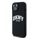 Dėklas DKNY DKHMP14SSNYACH iPhone 14 / 15 / 13 6.1" juoda/juodas hardcase Liquid Silicone Baltas Printed Logo MagSafe