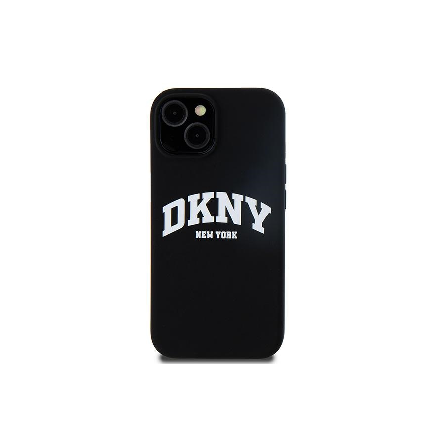 Dėklas DKNY DKHMP14SSNYACH iPhone 14 / 15 / 13 6.1" juoda/juodas hardcase Liquid Silicone Baltas Printed Logo MagSafe – 4