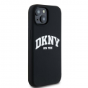 Dėklas DKNY DKHMP14SSNYACH iPhone 14 / 15 / 13 6.1" juoda/juodas hardcase Liquid Silicone Baltas Printed Logo MagSafe