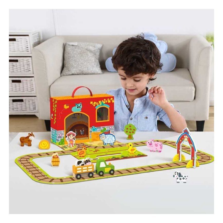 Tooky Toys TOOKY TOY Wooden Farm in a Suitcase Figures Vehicles – 4