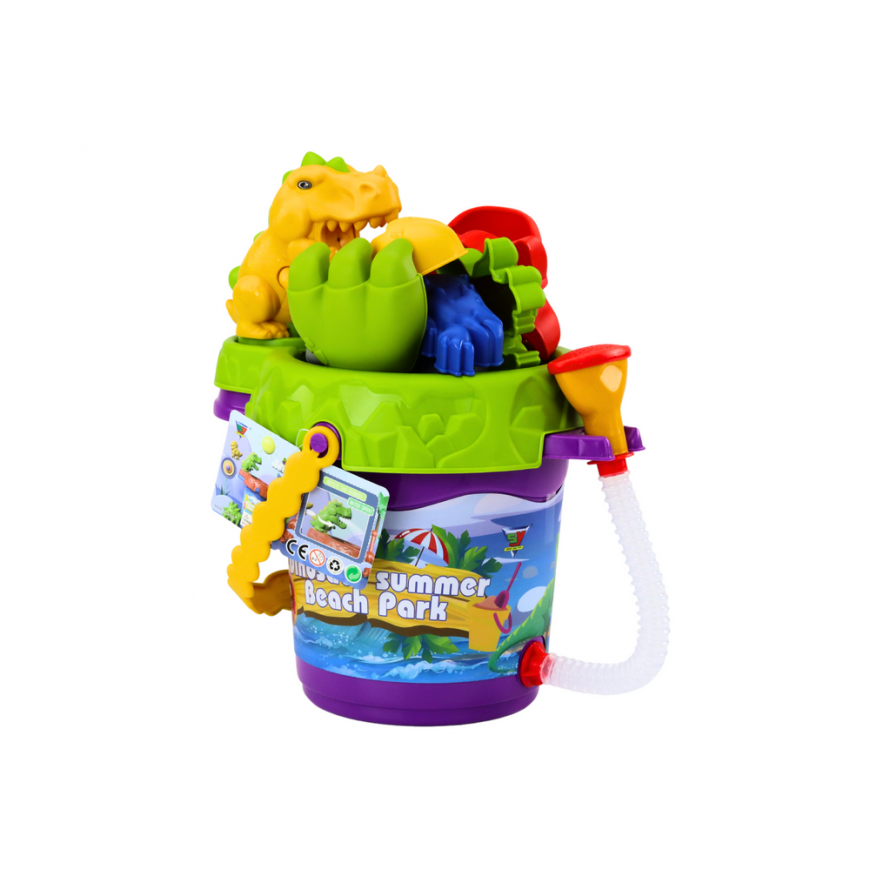 Lean Toys Sand Bucket Set with Shower Waterer and Molds Dinosaur Set – 5