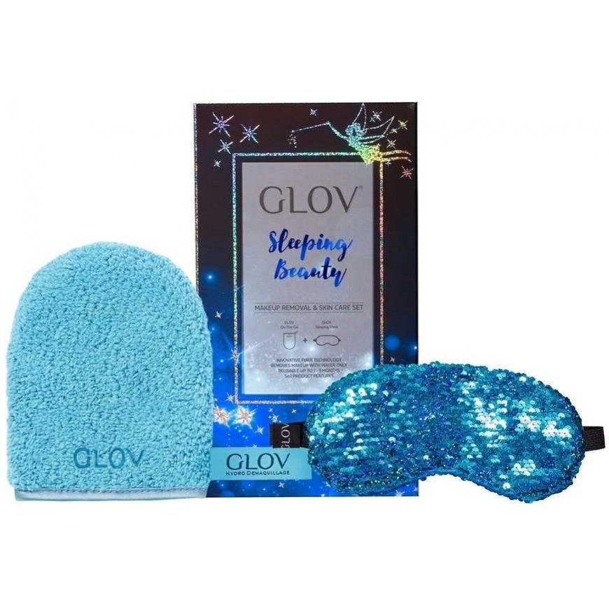 Glov Sleeping Beauty Set Glov: Sleeping Beauty, Sleep Mask, Blue + Sleeping Beauty, makeup remover Glove, Bouncy Blue