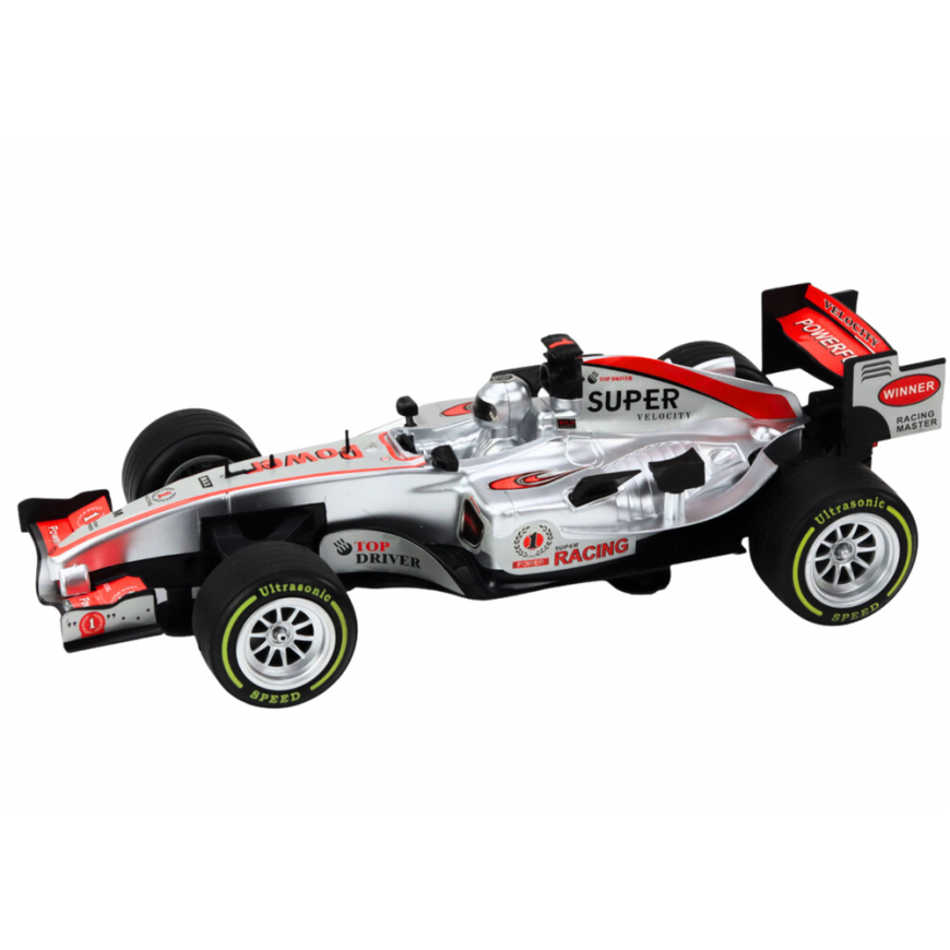 Lean Toys Lenktyninis sportinis automobilis su 1:9 vairavimo sidabro garsais – 2