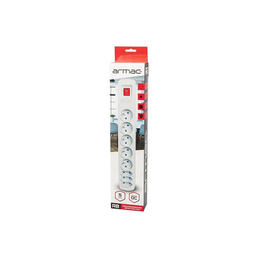 ARMAC R8/SZ/15 Armac Surge Protection ARC8 (8 sockets) 10A 1.5M gray – 3