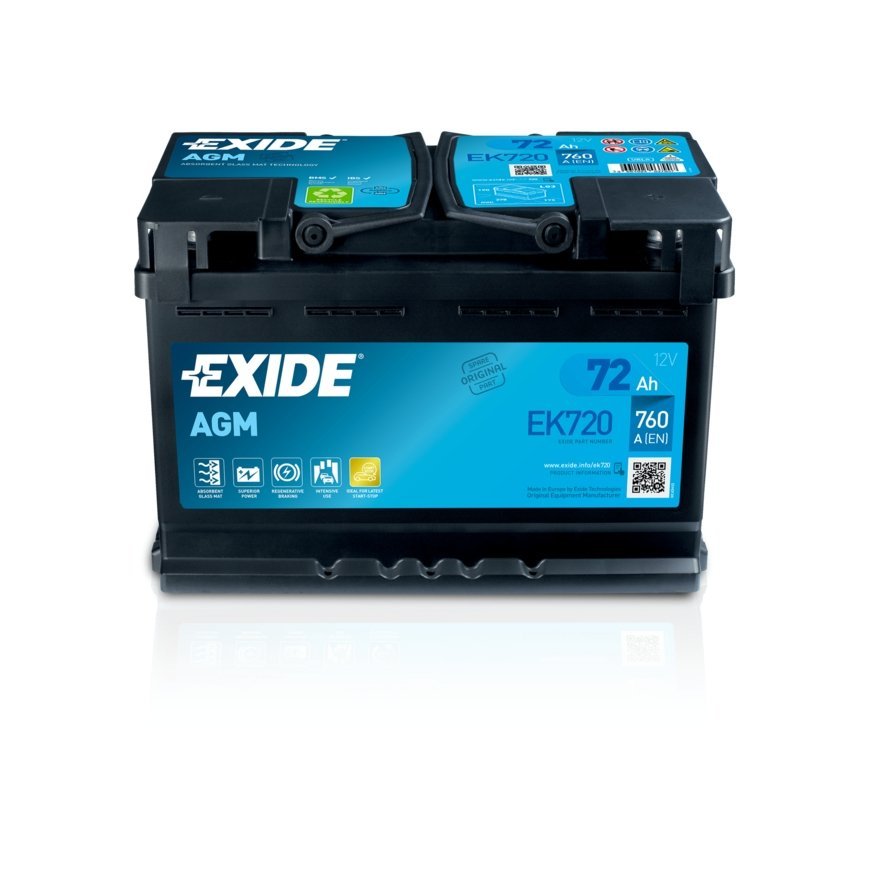 Exide EK720 automašīnas akumulators AGM (Absorbējošā