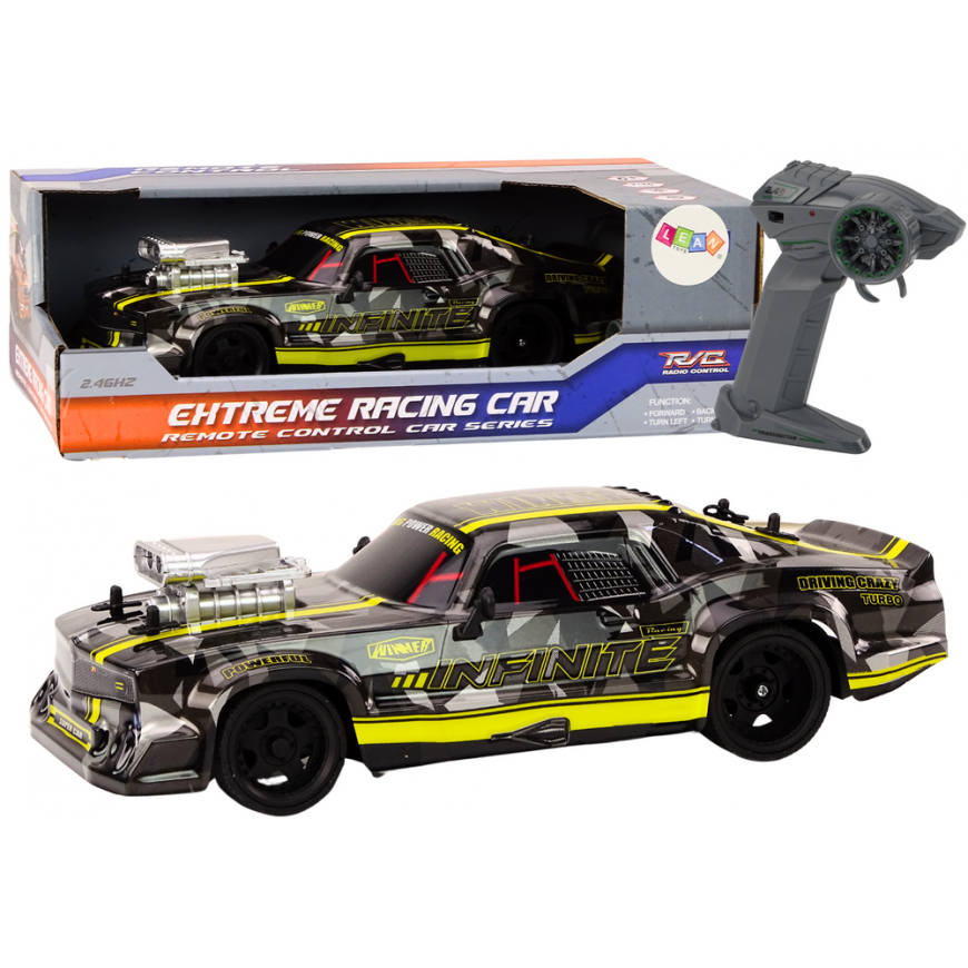 Lean Toys RC Remote Control Car 1:16 Rubber Wheels Drift Black