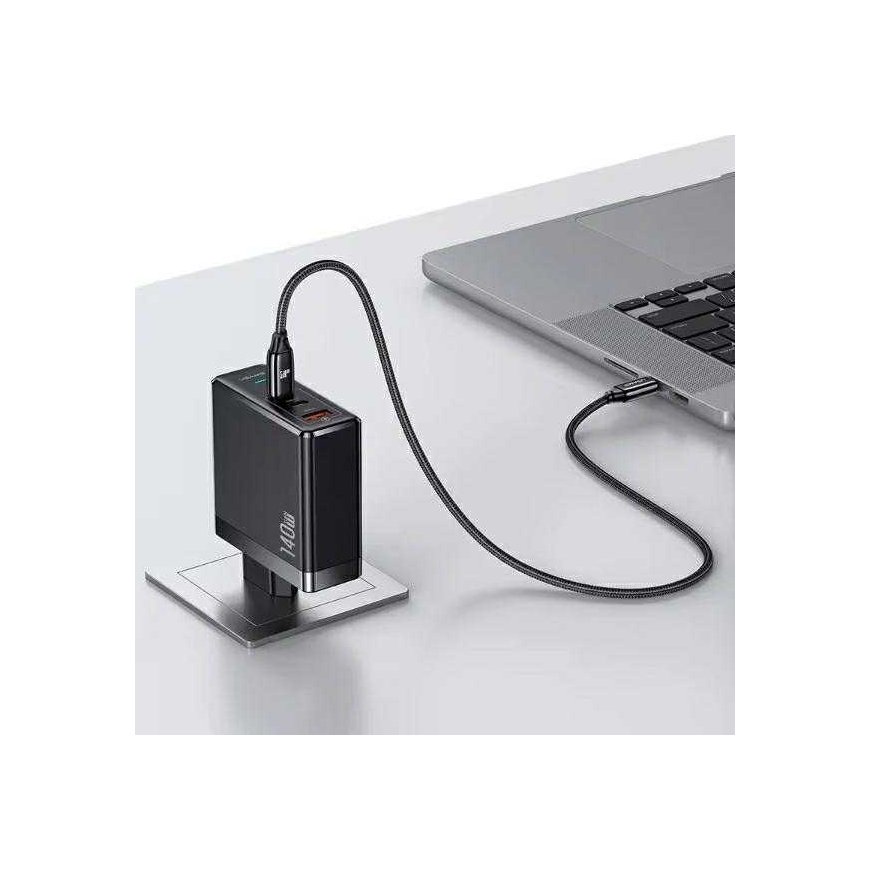USAMS Ład. network 2xUSB-C+1xUSB T52 PD140W PD Fast Charging US-CC168 + cable U82 USB-C/USB-C US-SJ581 240W black/black UM Serie – 2