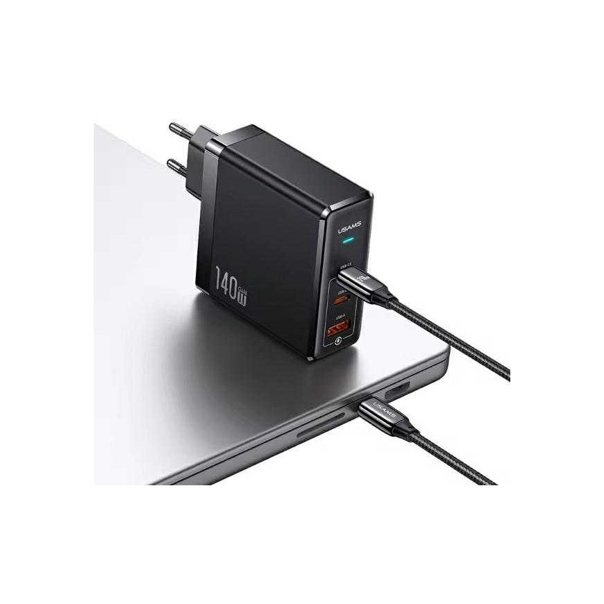 USAMS Ład. siec. 2xUSB-C+1xUSB T52 PD140W PD Fast Charging US-CC168 + kabelis U82 USB-C/USB-C US-SJ581 240W juoda/juodas UM Seri – 3