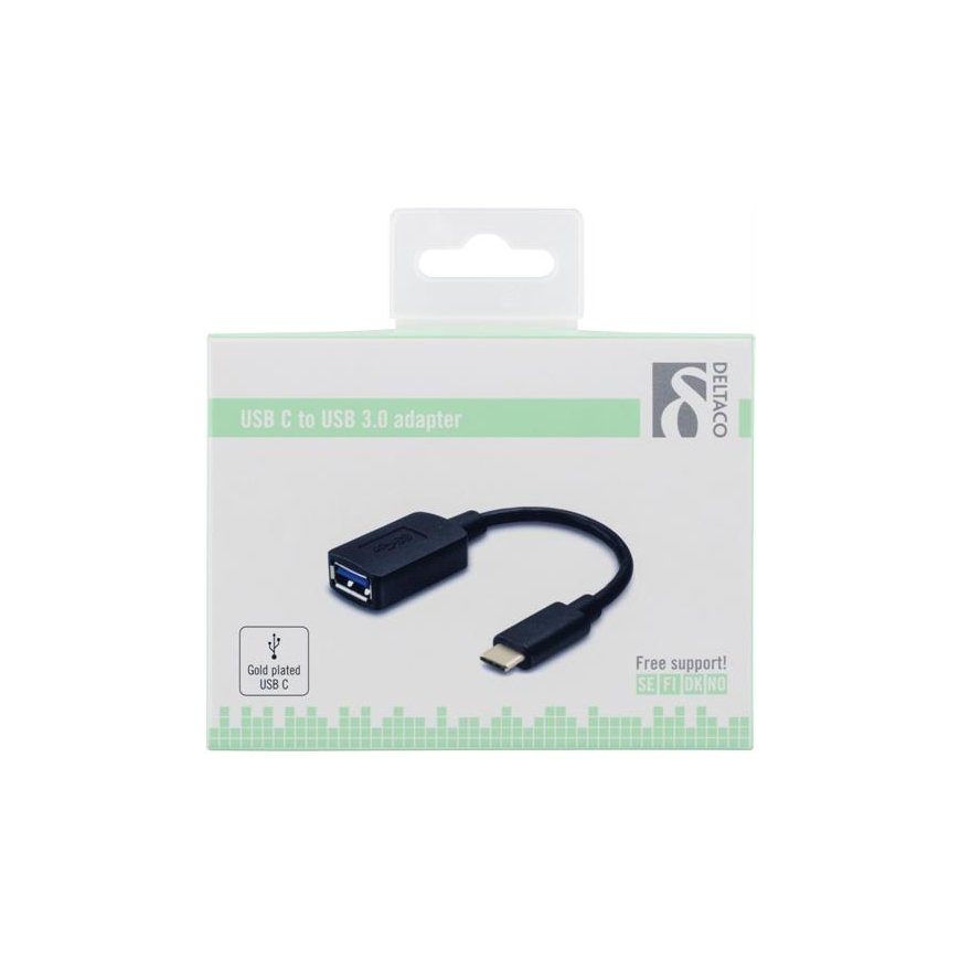 Deltaco USBC-1204 USB kabelis 0,15 m USB A Juoda – 2