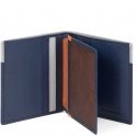 Piquadro Piquadro, City, Leather, Wallet, Credit Card Case, Blue Gray, For Men