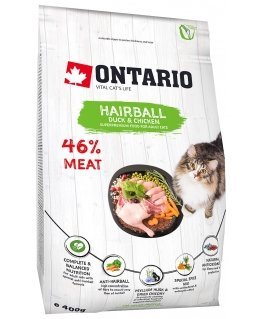 Dry cat food - Ontario Cat Hairball, 400 gr