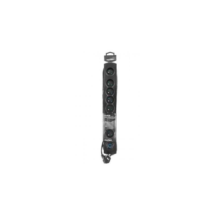 Qoltec 50113 сетевой фильтр Черный 8 розетка(и) 230 V 1,8 m – 3