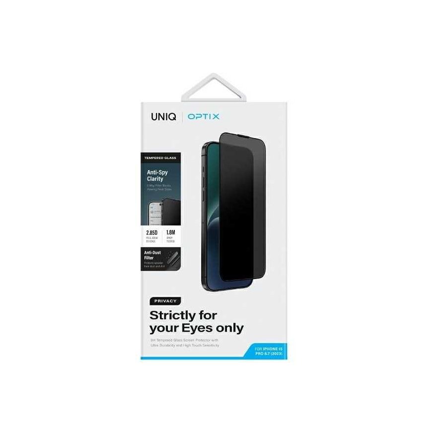 UNIQ Optix Privacy iPhone 15 Pro Max 6.7" privacy tempered glass with applicator – 4