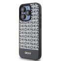 DKNY DKHMP15LPSOSPK iPhone 15 Pro 6.1" juoda/juodas kietas dėklas, odinis margintas raštas metalinis logotipas MagSafe