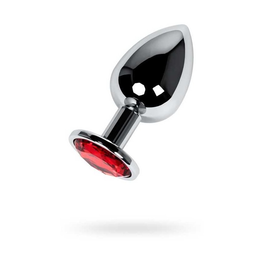 Sidabrinis anal plug TOYFA Metal with red round-shaped gem,