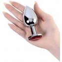 Sidabrinis anal plug TOYFA Metal with red round-shaped gem, Sidabrinis anal plug TOYFA Metal with red round-shaped gem,