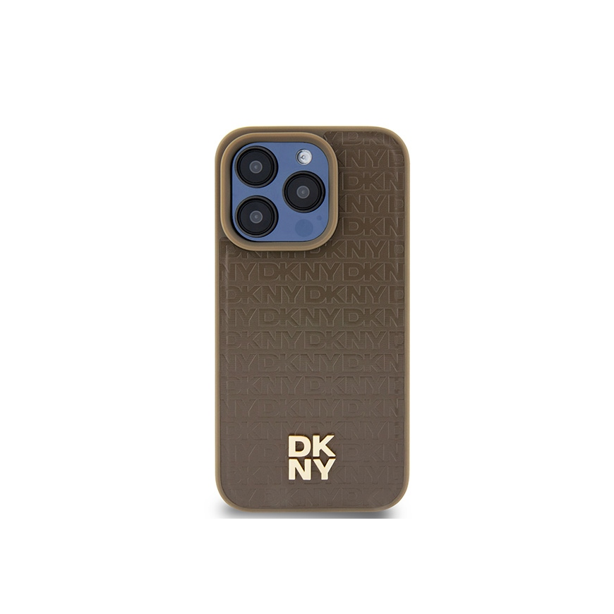 Dėklas DKNY DKHMP14XPSHRPSW iPhone 14 Pro Max 6.7" ruda/ruda hardcase Leather Pattern Metal Logo MagSafe – 5