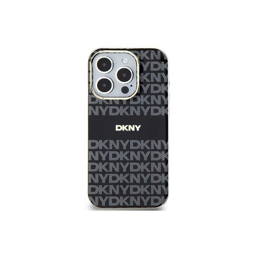 Dėklas DKNY DKHMP15SHRHSEK iPhone 15 / 14 / 13 6.1" juoda/juodas hardcase IML Mono & Stripe MagSafe