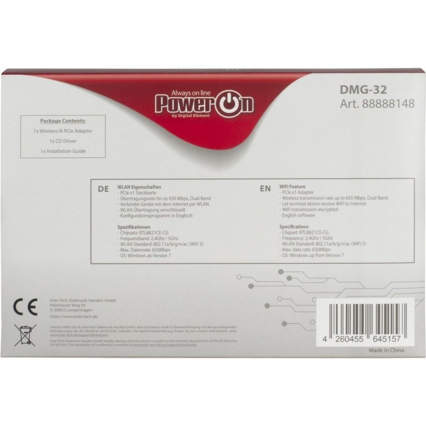Inter-Tech DMG-32 Sisäinen WLAN 650 Mbit/s – 4