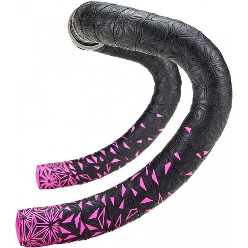SUPACAZ Super Sticky Kush - Star Fade - Neon Pink + Pink Plugs handlebar tape with plugs – 2