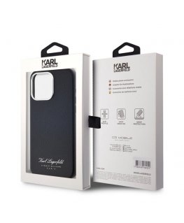 Karl Lagerfeld Grained PU Hotel RSG Case for iPhone 15 Pro Black