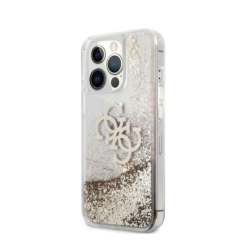 Guess TPU Big 4G Liquid Glitter Gold Case for iPhone 13 Pro Max