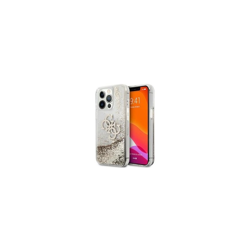 Guess TPU Big 4G Liquid Glitter Gold Case for iPhone 13 Pro Max – 2