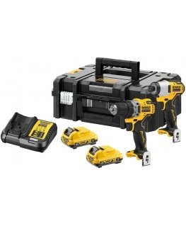 DeWALT DCK2110L2T-QW elektriskais skrūvgriezis un trieciena urbjmašīna Melns, Dzeltens