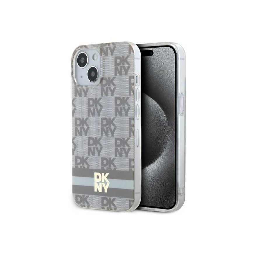 Case DKNY DKHMP14SHCPTSE iPhone 14 / 15 / 13 6.1" beige/beige hardcase IML Checkered Mono Pattern & Printed Stripes MagSafe – 2
