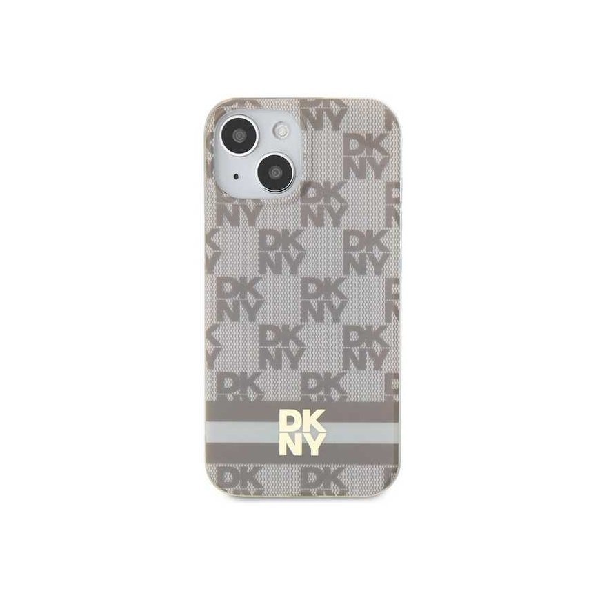 Case DKNY DKHMP14SHCPTSE iPhone 14 / 15 / 13 6.1" beige/beige hardcase IML Checkered Mono Pattern & Printed Stripes MagSafe – 3
