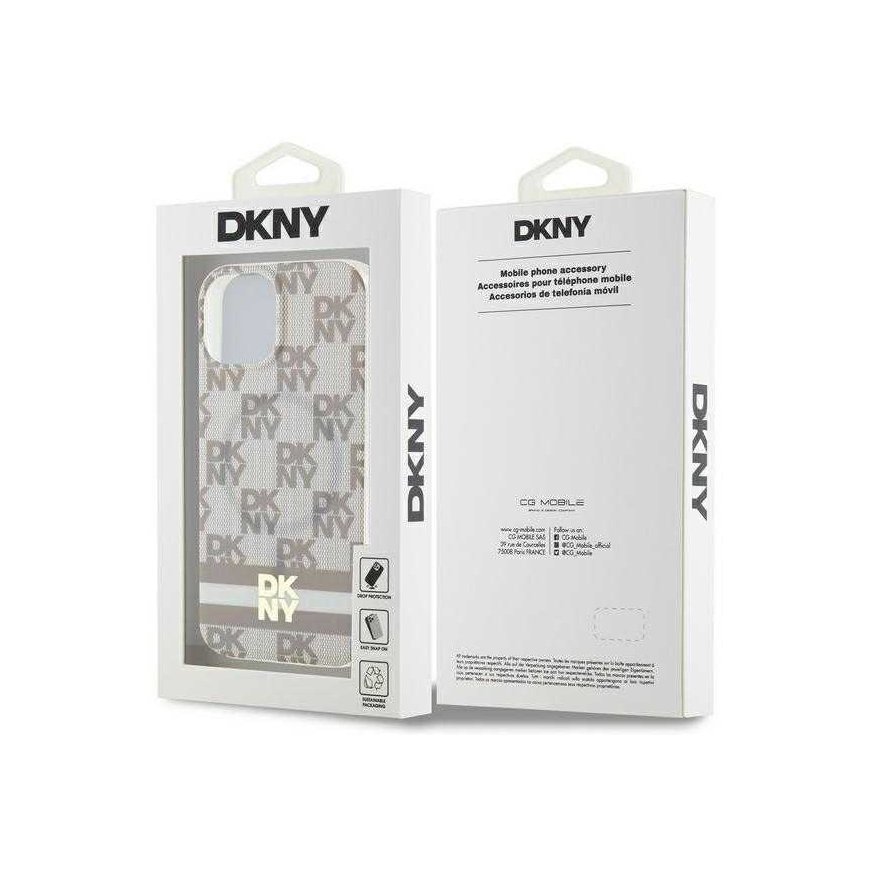 Case DKNY DKHMP14SHCPTSE iPhone 14 / 15 / 13 6.1" beige/beige hardcase IML Checkered Mono Pattern & Printed Stripes MagSafe – 4