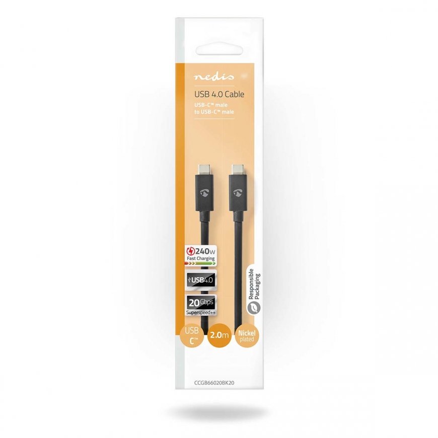 Nedis CCGB66020BK20 USB kabelis 2 m USB4 Gen 2x2 USB C Tirkīzzils – 3