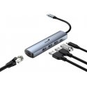 USB (3.0) hub 4-port, UH-545, pilkas, Genius, 3x USB 3.0, 1x RJ45