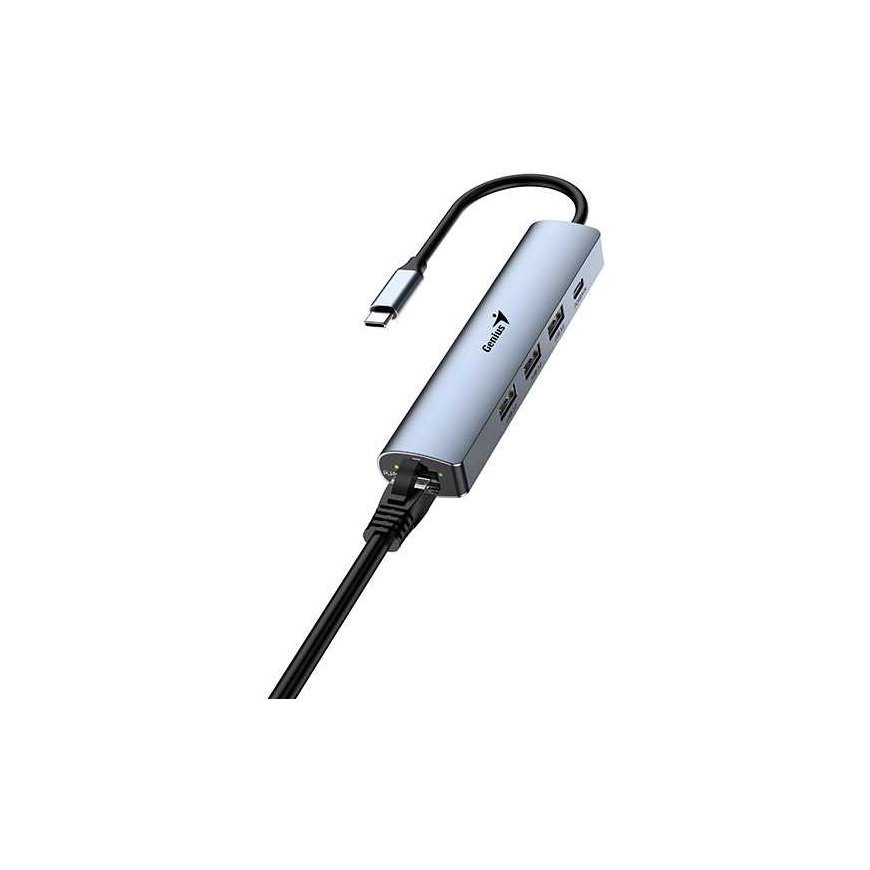 USB (3.0) hub 4-port, UH-545, pilkas, Genius, 3x USB 3.0, 1x RJ45 – 4