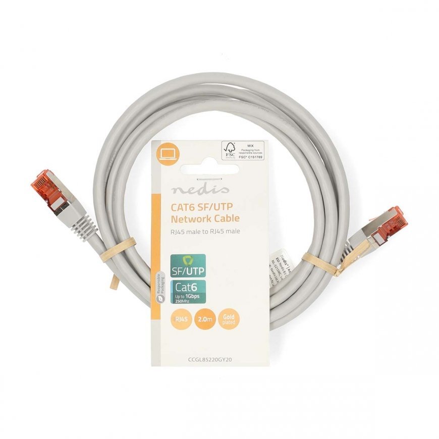 Nedis CCGL85220GY20 tīkla kabelis Pelēks 2 m Cat6 SF/UTP (S-FTP) – 3
