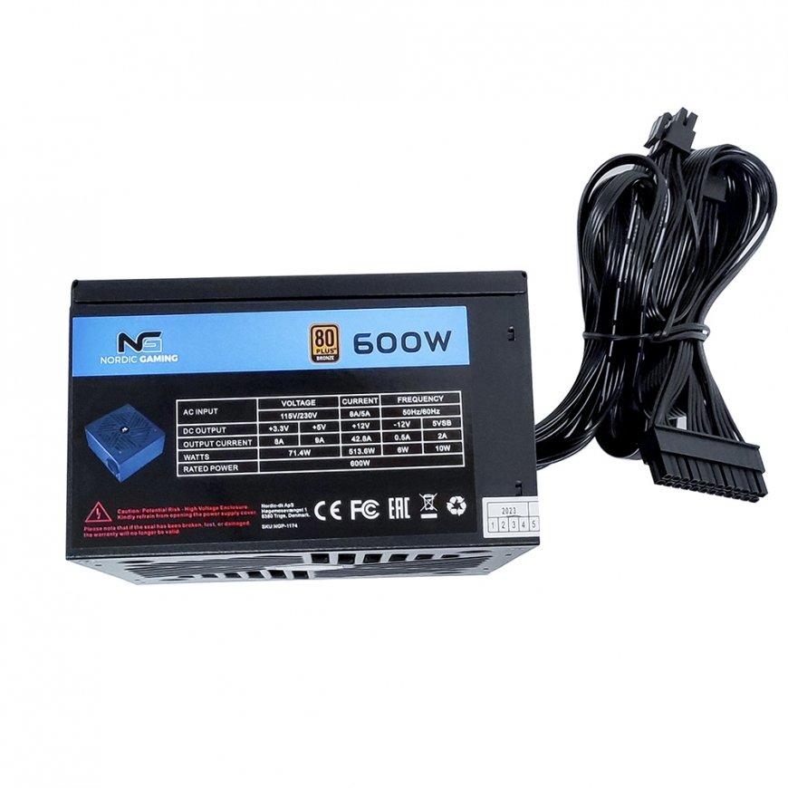 Nordic Gaming NGP-1174 toiteallika komponent 600 W 24-pin ATX ATX Must – 3