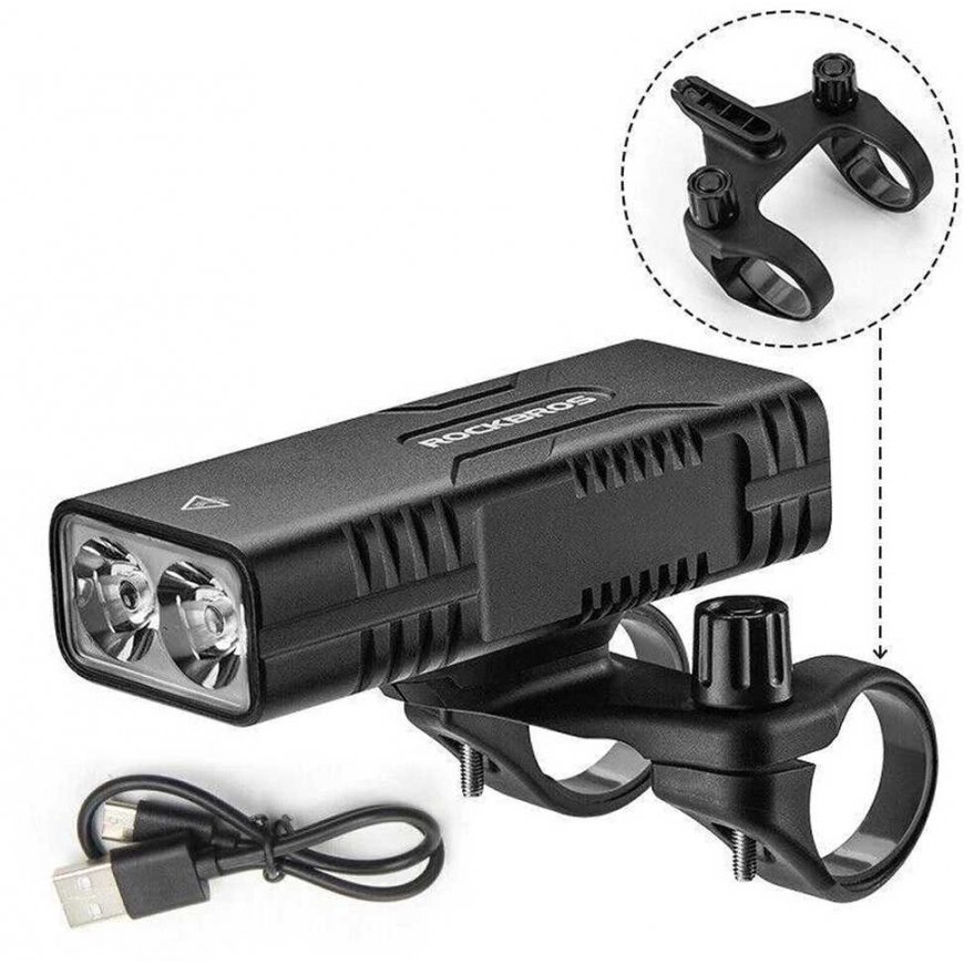 Rockbros 24310002001 dviračio žibintas 850 lm su powerbank funkcija + USB-C - USB-A laidas - juodas – 2