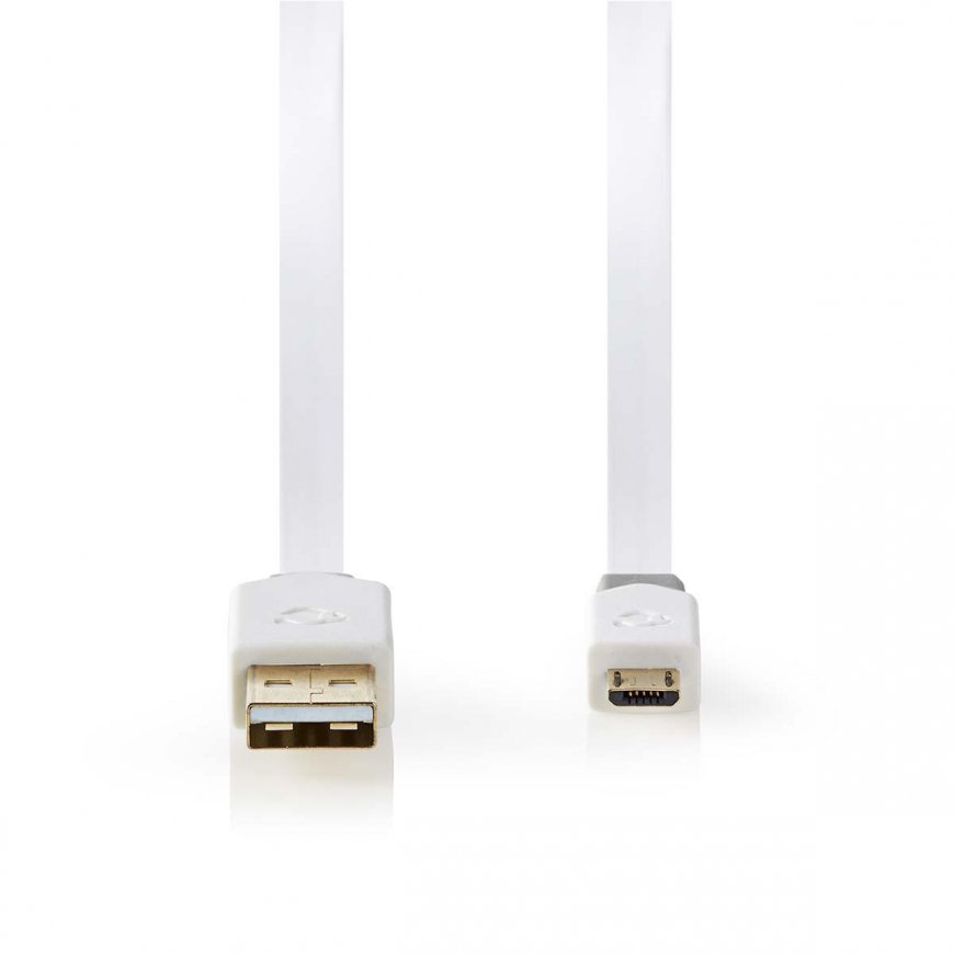 Nedis CCBW60500WT10 USB kabelis 1 m USB 2.0 USB A Micro-USB B Balta – 2