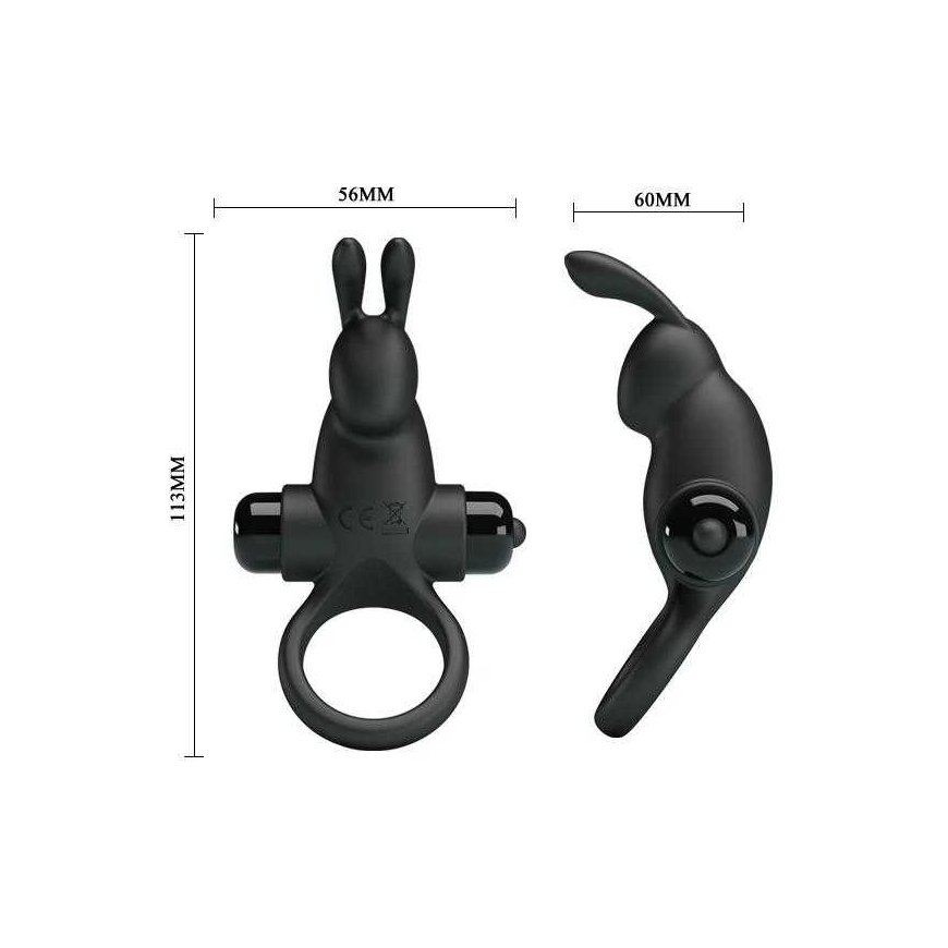LYBAILE Pretty Love Vibro Penis Ring Rabbit I Juodas – 5
