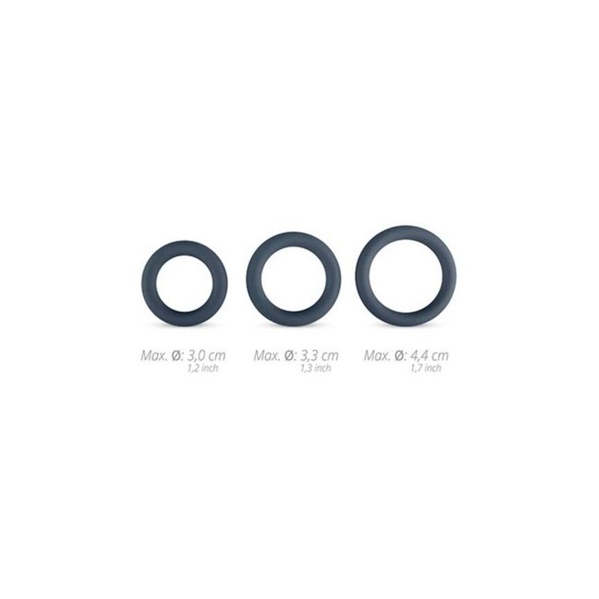 Easytoys Passkey Boners 3-Piece Cock Ring Set - Grey – 3