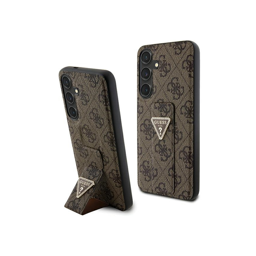 Guess GUHCS24SPGS4TDW S24 S921 Brown/Brown Hard Case Grip Stand 4G Triangle Strass
