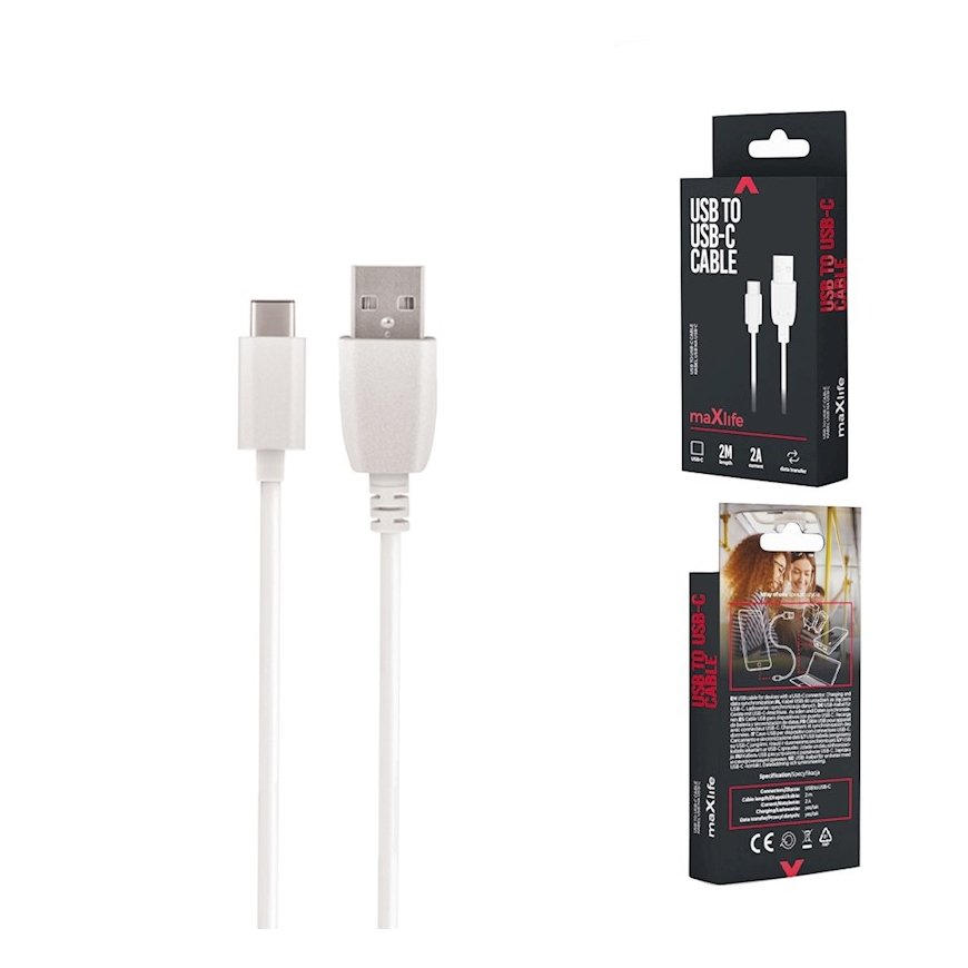 MaXlife OEM0100970 USB-kaapeli 2 m USB 3.2 Gen 2 (3.1 Gen 2) USB A USB C Valkoinen – 3