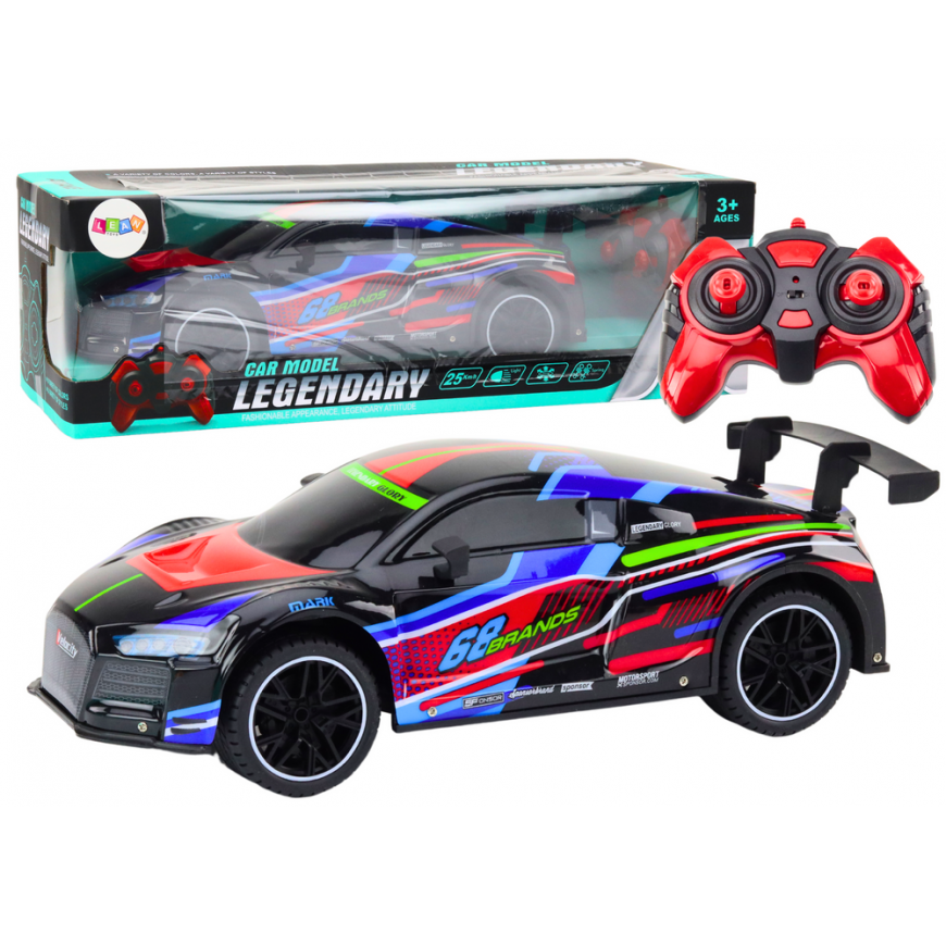 Lean Toys RC Sports Car 1:10 25km/h Lights Black